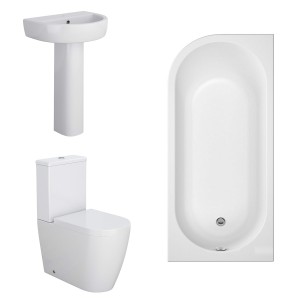 Cordoba Modern Bathroom Suite with J-Shape Bath - Right Handed - 1700mm