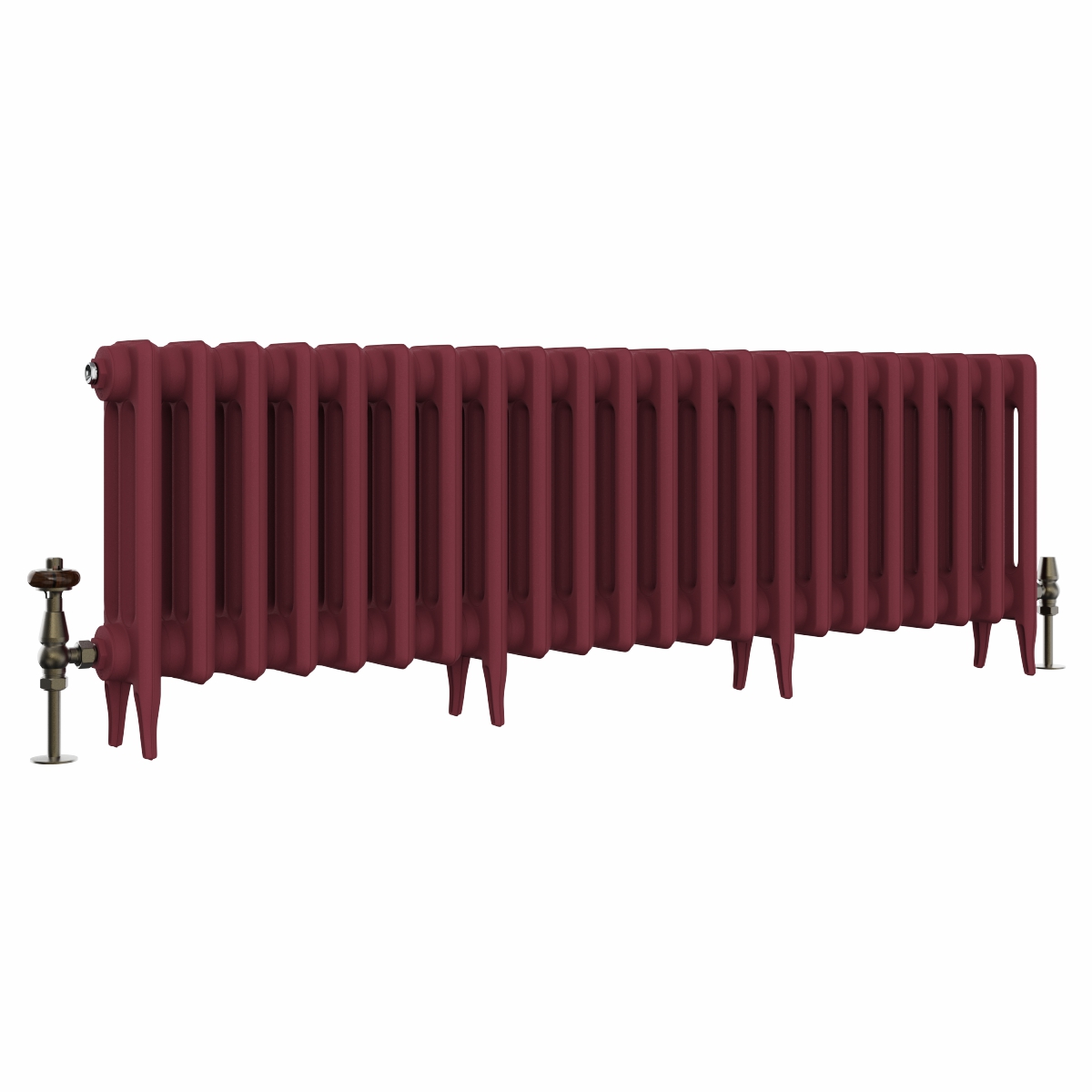 Classic  450 x 1398mm Farrow & Ball Eating Room Red Triple Column Cast Iron Radiator - 22 Sections