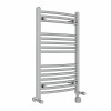 Fjord 800 x 500mm Dual Fuel Curved Chrome Thermostatic Electric Heated Towel Rail