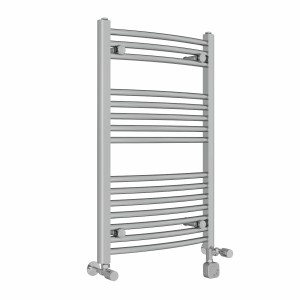 Fjord 800 x 500mm Dual Fuel Curved Chrome Thermostatic Electric Heated Towel Rail