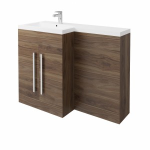 Calm Walnut Left Hand Combination Vanity Unit Set (No Concealed Cistern, No Toilet)