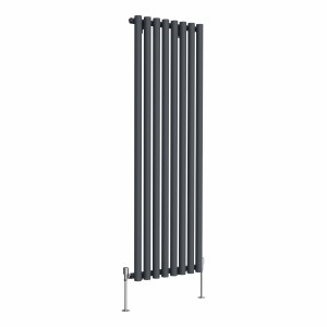 Voss 1600 x 545mm Anthracite Single Vertical Round Tube Designer Radiator