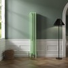 Bern 1800 x 290mm Traditional Pastel Green Vertical Four Column Radiator
