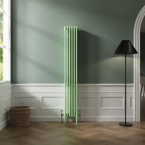 Bern 1800 x 290mm Traditional Pastel Green Vertical Four Column Radiator