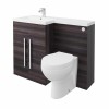 Calm Grey Left Hand Combination Vanity Unit Basin L Shape with Back to Wall Splash Toilet & Soft Close Seat & Concealed Cistern - 1100mm