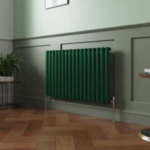 Norden 600 x 1004mm Moss Green Single Oval Column Horizontal Designer Radiator
