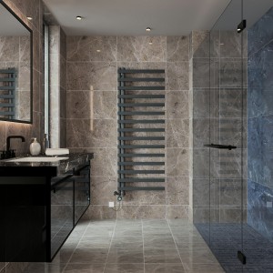 Kemi 1600 x 600mm Dual Fuel Anthracite Thermostatic Touch Control Electric Heated Towel Rail