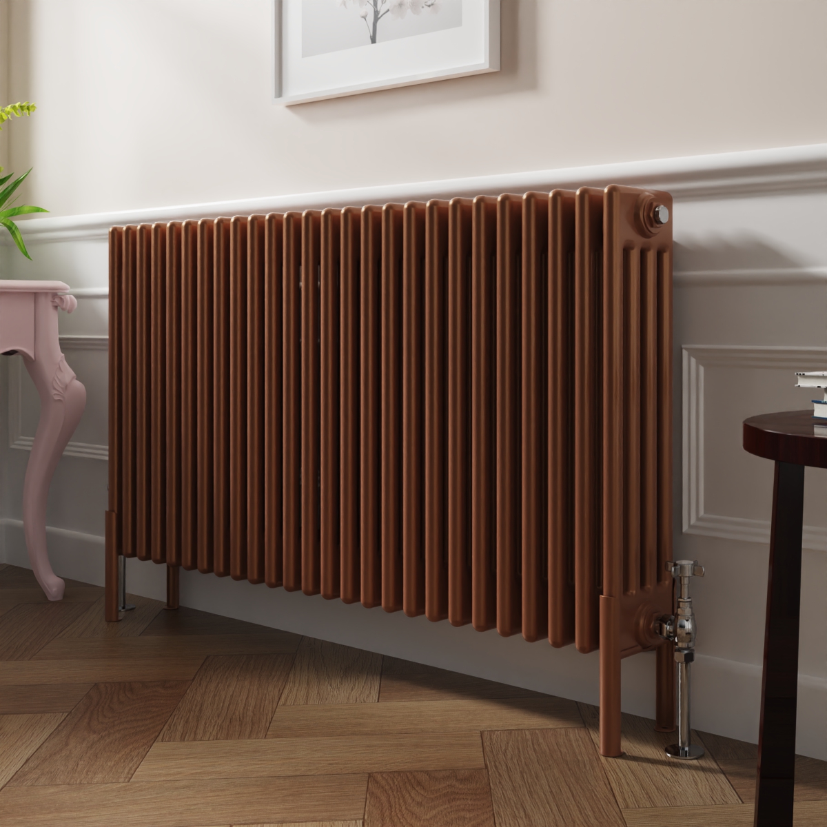 Bern 600 x 1190mm Traditional Metallic Bronze Horizontal Four Column Radiator