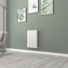 Norden 600 x 414mm White Double Horizontal Oval Tube Designer Radiator
