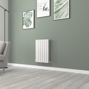 Norden 600 x 414mm White Double Horizontal Oval Tube Designer Radiator