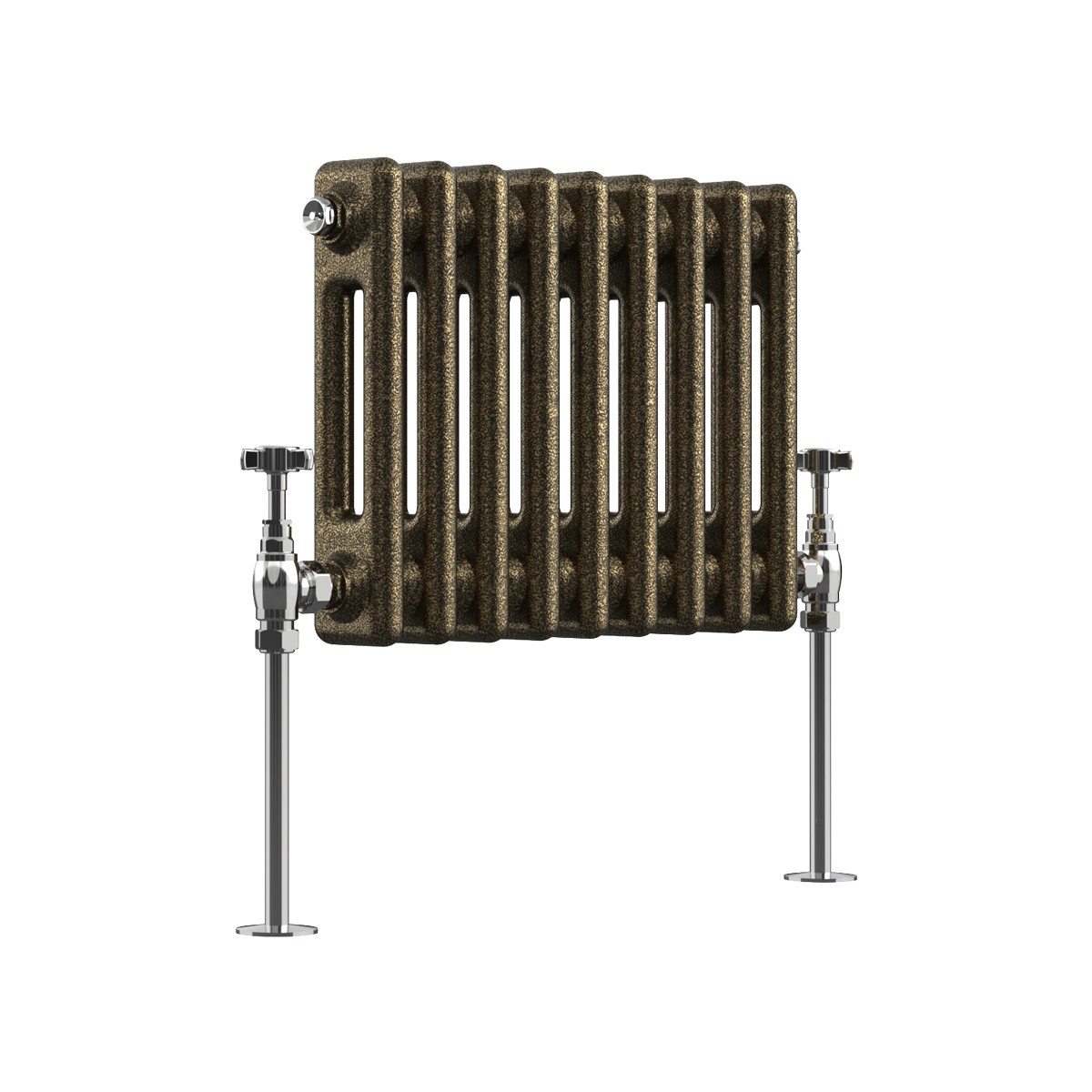 Bern 300 x 425mm Black Gold Double Column Horizontal Traditional Radiator