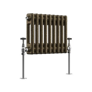 Bern 300 x 425mm Black Gold Double Column Horizontal Traditional Radiator