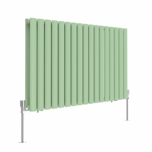 Norden 600 x 1004mm Pastel Green Double Oval Column Horizontal Designer Radiator