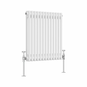 Bern 600 x 605mm White Double Column Horizontal Traditional Radiator