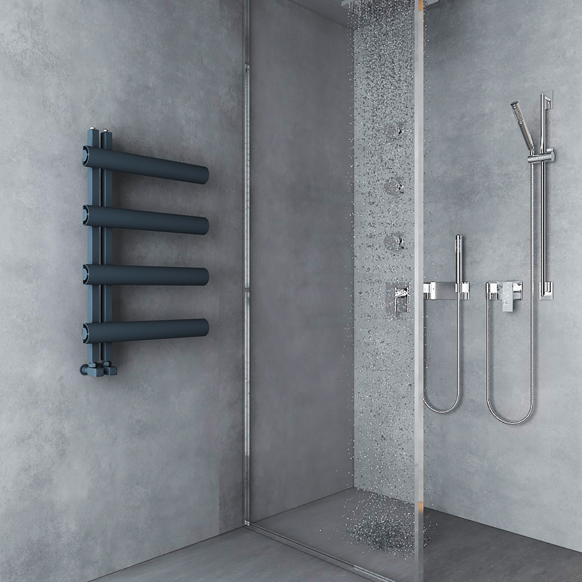 Carisa Moon L 800 x 500mm Anthracite Designer Aluminium Towel Rail