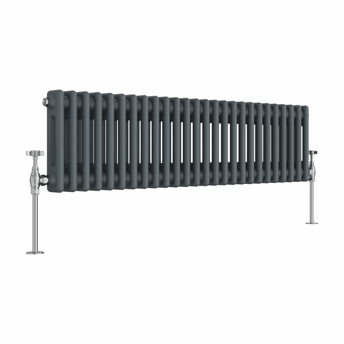Bern 300 x 1190mm Anthracite Double Column Horizontal Traditional Radiator