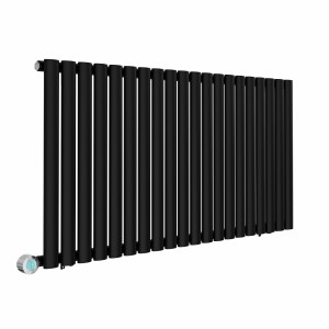 Norden 600 x 1181mm Black Horizontal Oval Tube Wifi Electric Radiator - 1000W