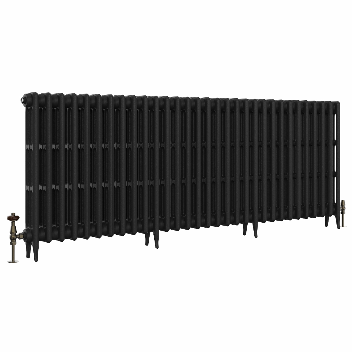 Classic 745 x 1956mm Black Primered Finish Triple Column Cast Iron Radiator - 31 Sections
