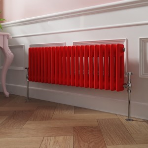 Bern 300 x 1010mm Traditional Signal Red Double Horizontal Column Radiator