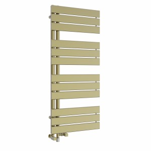 Kristiansund 1126 x 500mm Dual Fuel Brushed Brass Simple Electric Heated Towel Rail