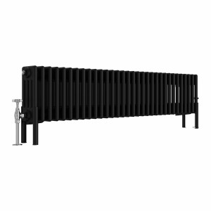 Bern 300 x 1460mm Black Four Column Horizontal Traditional Radiator