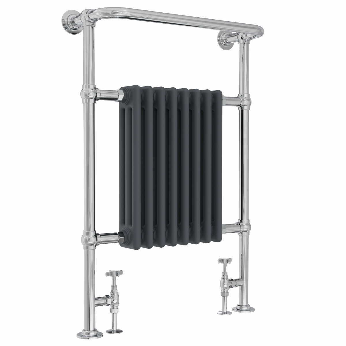 Salzburg Traditional Victorian 952 x 659mm Chrome & Grey Towel Rail Radiator