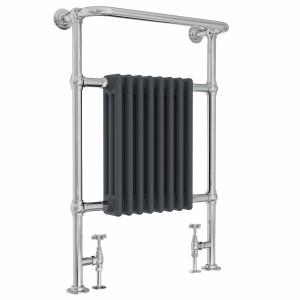 Salzburg Traditional Victorian 952 x 659mm Chrome & Grey Towel Rail Radiator