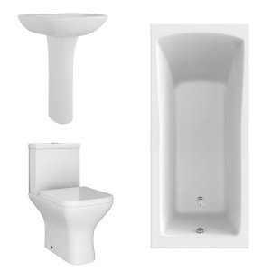 Feel Curved Modern Bathroom Suite with Single Ended Bath - 1700 x 750mm