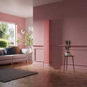 Lulea 1800 x 270mm Rose Clair Pink Double Vertical Flat Panel Designer Radiator