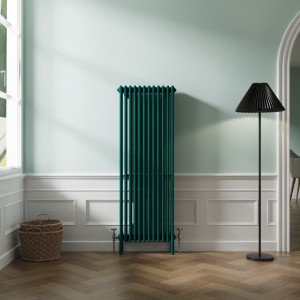 Bern 1500 x 560mm Traditional Blue Green Vertical Four Column Radiator