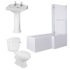 Abbey Traditional Bathroom Suite with L-Shape Shower Bath - Right Hand - 1700mm