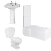 Abbey Traditional Bathroom Suite with P-Shape Shower Bath - Left Hand - 1500mm