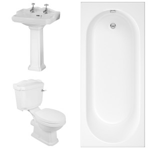 Abbey Traditional Bathroom Suite with Single Ended Bath - 1800 x 800mm