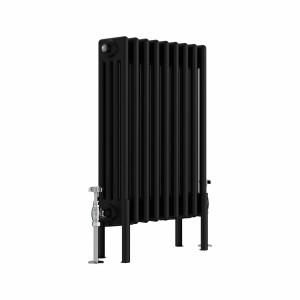 Bern 600 x 425mm Black Four Column Horizontal Traditional Radiator