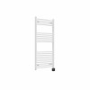 Fjord 1200 x 600mm Curved White Thermostatic Wifi Control Electric Heated Towel Rail