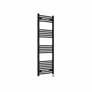 Fjord 1400 x 500mm Curved Black Thermostatic Touch Control Electric Heated Towel Rail