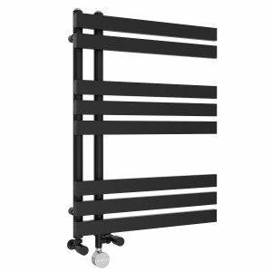 Koli 800 x 600mm Dual Fuel Black Thermostatic Touch Control Electric Heated Towel Rail