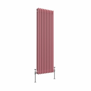 Bern 1500 x 470mm Rose Pink Triple Column Vertical Traditional Radiator