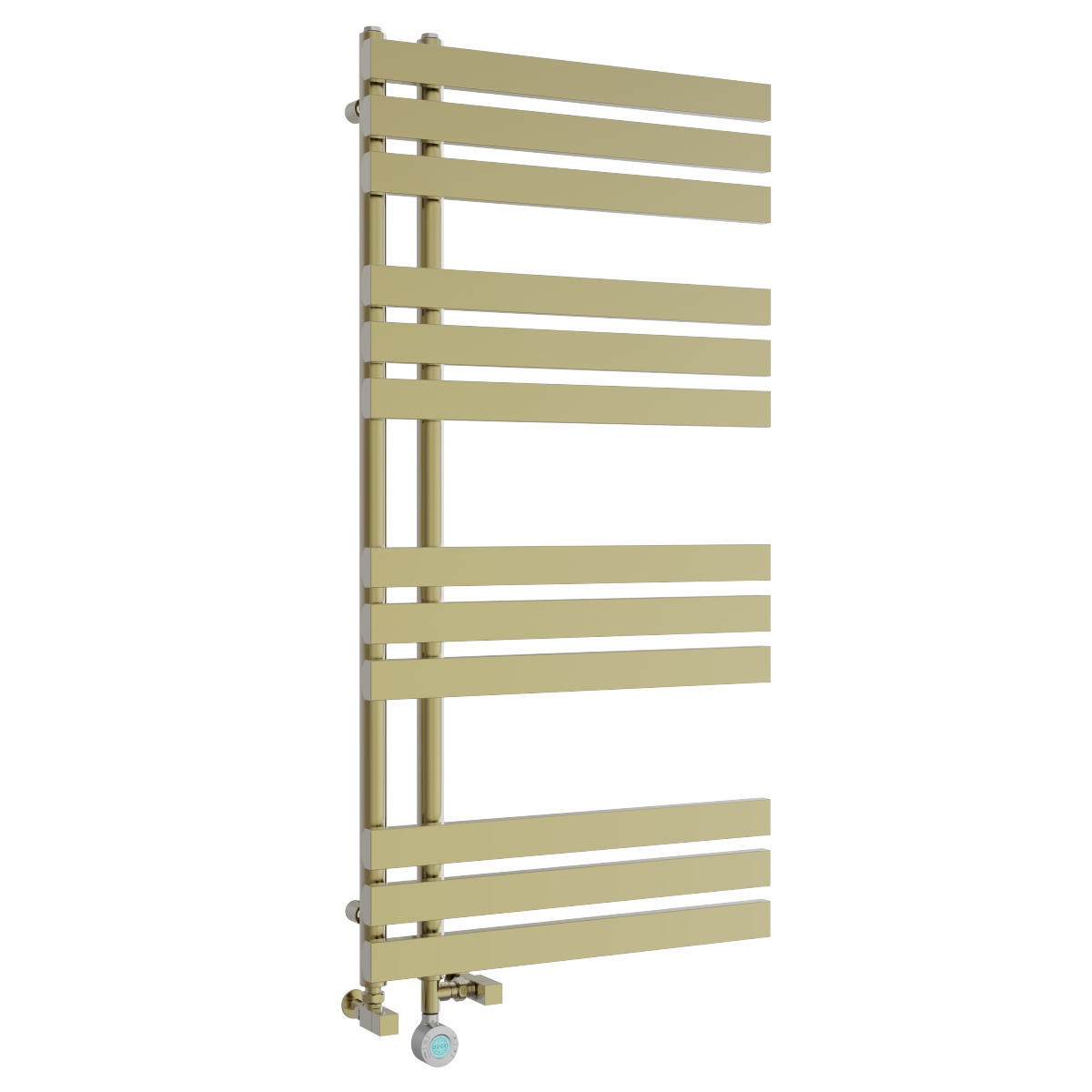 Koli 1200 x 600mm Dual Fuel Brushed Brass Thermostatic Touch Control Electric Heated Towel Rail