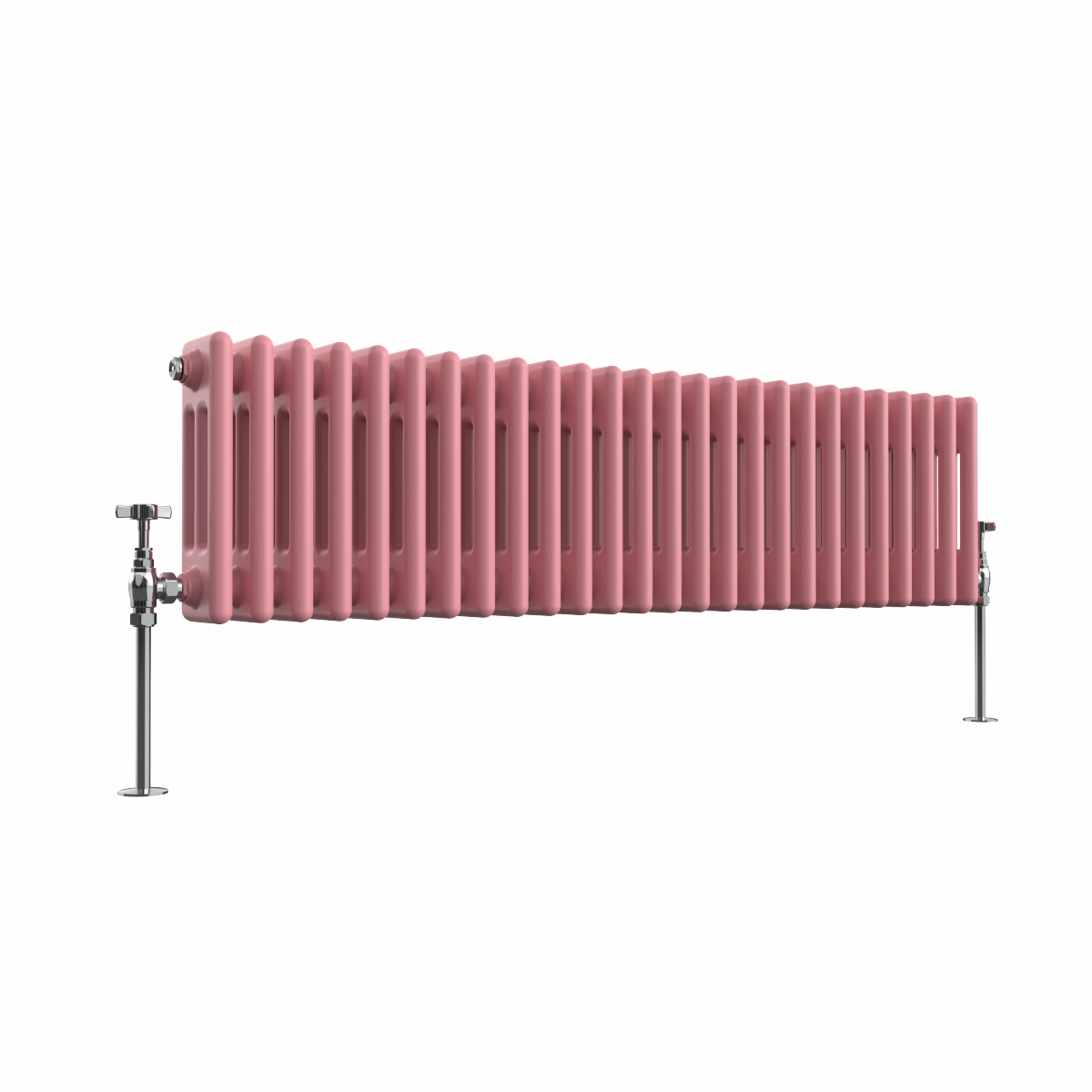 Bern 300 x 1190mm Rose Pink Triple Column Horizontal Traditional Radiator