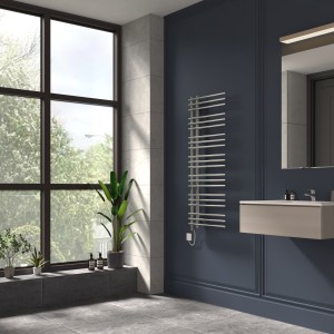 Solberg 1250 x 500mm Chrome Simple Electric Towel Rail - 600W