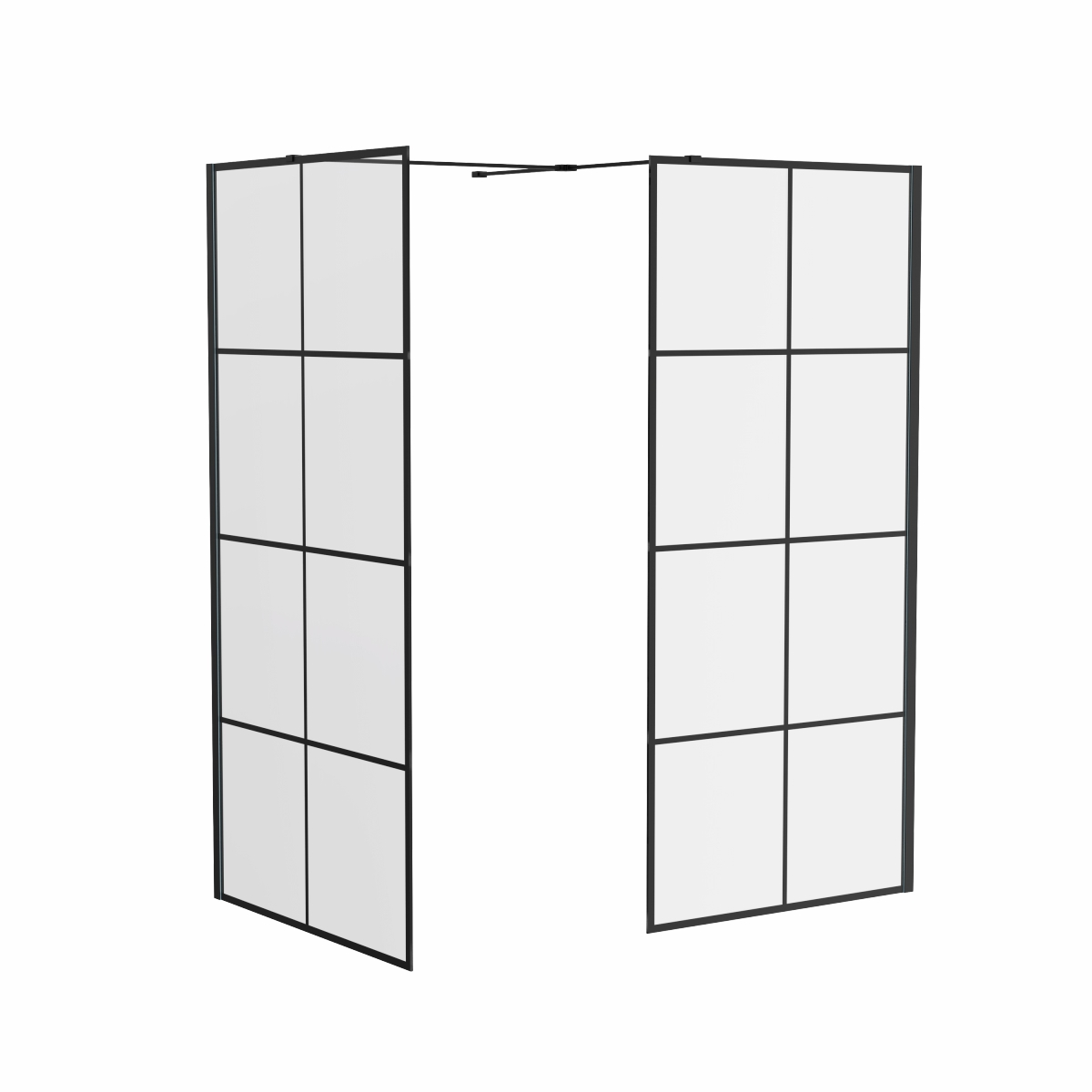 Wasdale 760mm Wet Room Screen with 700mm Wet Room Screen - Black Grid