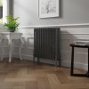 Bern 600 x 605mm Black Silver Four Column Horizontal Traditional Radiator