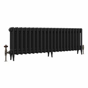 Classic 450 x 1336mm Black Primered Finish Triple Column Cast Iron Radiator - 21 Sections