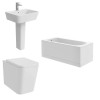 Cordoba Square Modern Bathroom Suite with Back to Wall Toilet and Essential Single Ended Bath - 1500 x 700mm - Front & End Bath Panel Included