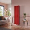 Lulea 1600 x 480mm Signal Red Single Flat Panel Vertical Designer Radiator