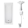 Wellington High Level Comfort Height Toilet with White Seat & 560mm 2 Tap Hole Basin with 1700 x 700mm Traditional Straight Bath Single Ended