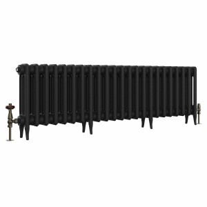 Classic 450 x 1460mm Black Primered Finish Triple Column Cast Iron Radiator - 23 Sections