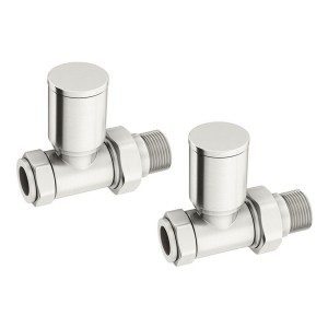 Chelsea Brushed Nickel Round Head Straight Radiator Valves