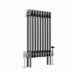 Bern 600 x 425mm Raw Metal Double Column Horizontal Traditional Radiator